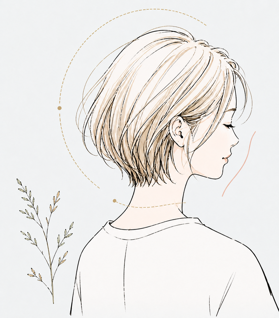 立体的なボブスタイルのイラスト