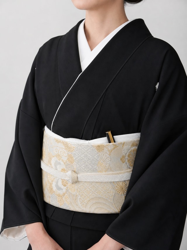 留袖と帯の着付け例