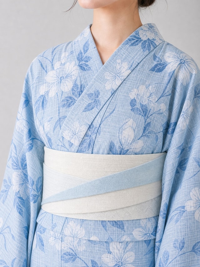 浴衣と帯の着付け例