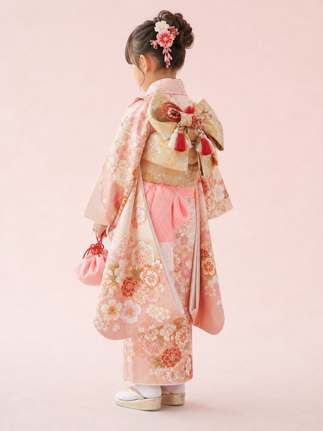 七五三の着物を着た子ども